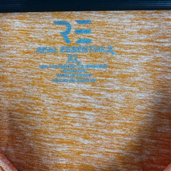 Real Essentials Top Women XL Orange Stretch V Neck Short Sleeve Tee Pullover - Picture 5 of 7